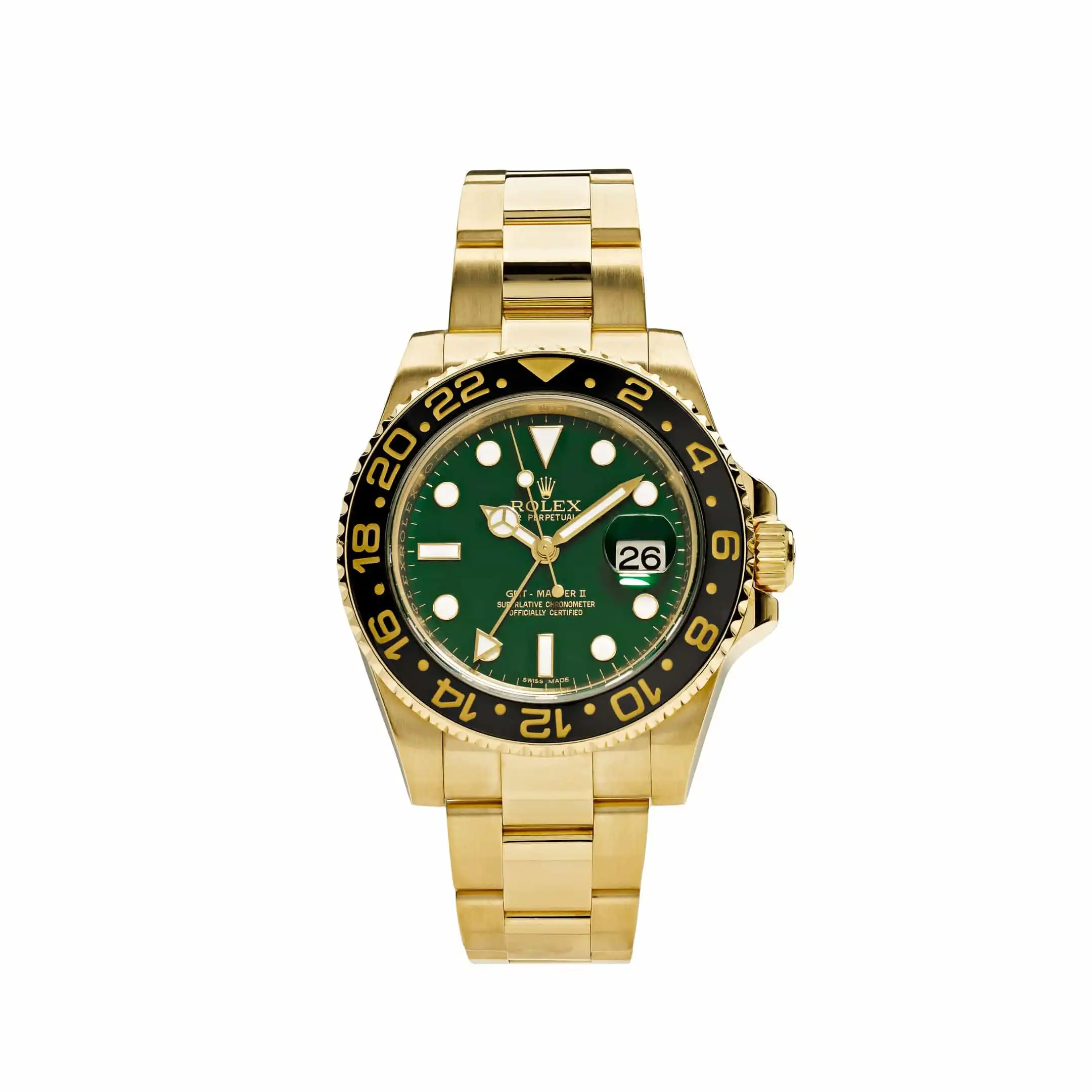 ryobsc3imod.webp Rolex GMT-Master II Replica 116718LN Yellow Gold Green Dial Black Bezel - Image 1