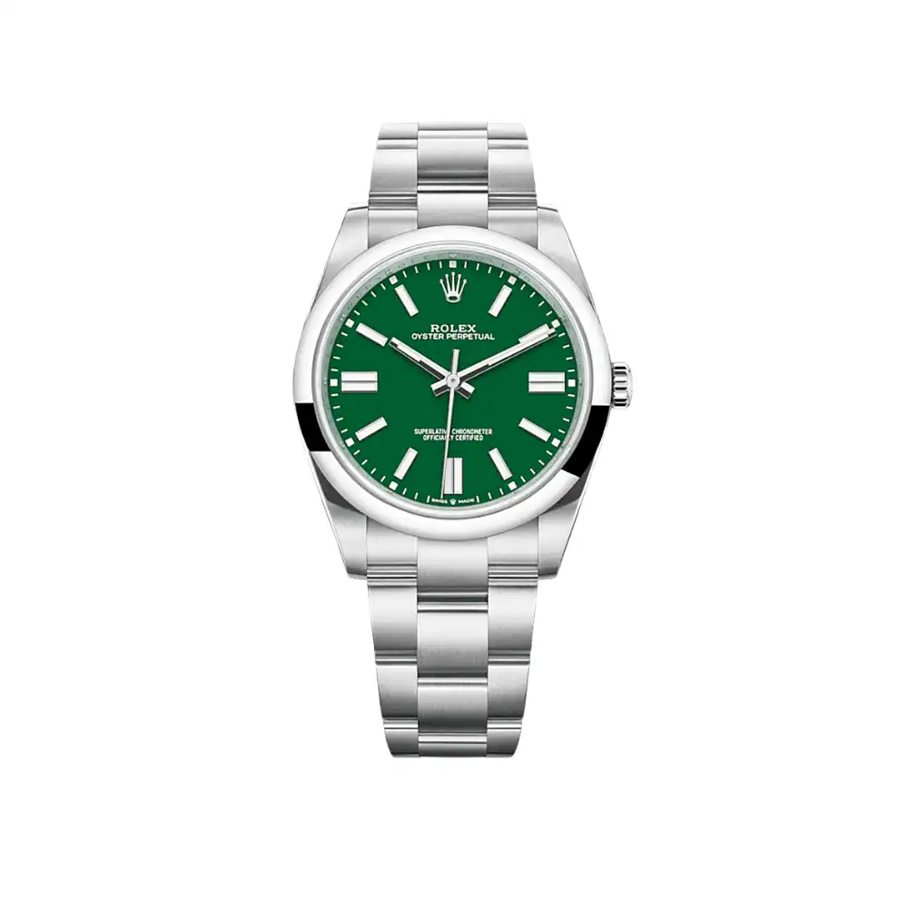 jzkpo1cwg34.webp Rolex Oyster Perpetual Replica 124300 Stainless Steel Green Dial - Image 1