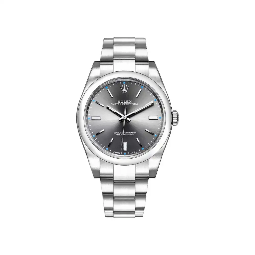 ncbxvp0eurz.webp Rolex Oyster Perpetual Replica 114300 Stainless Steel Rhodium Slate Grey Stick - Image 1