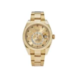 Replica Rolex Sky-Dweller 326938 Yellow Gold Champagne Dial Arabic Numerals