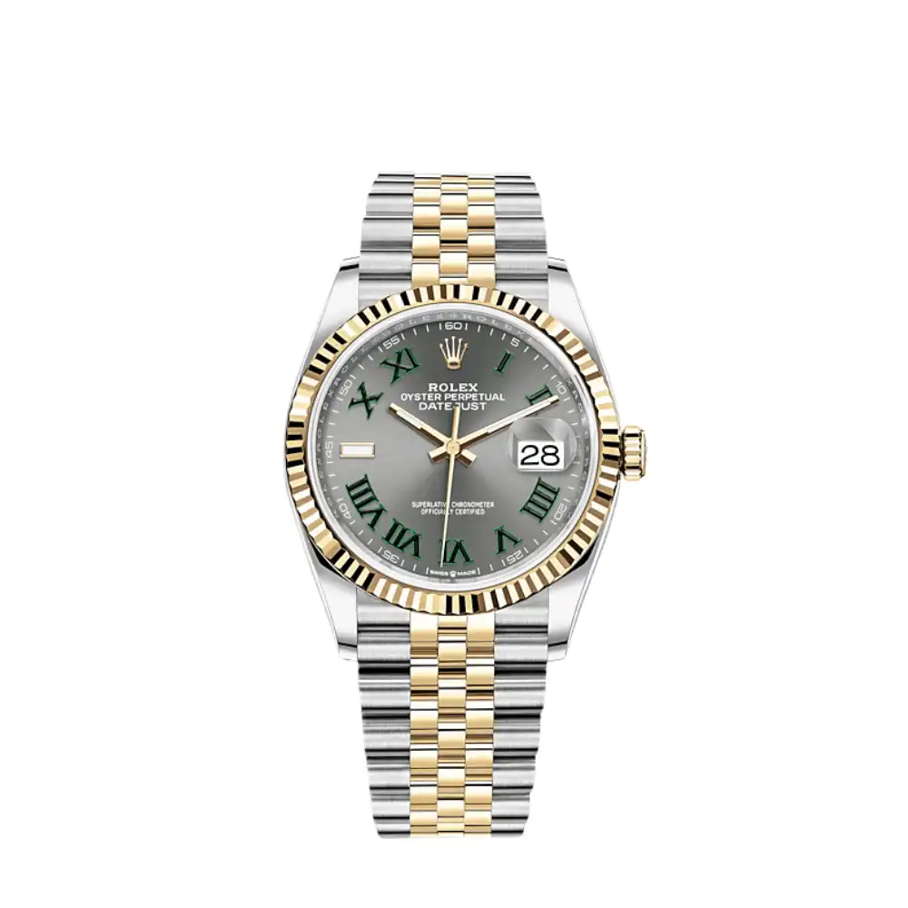 vk2t0hrlc0o.webp Rolex Datejust Replica 126233 'Wimbledon' Stainless Steel Yellow Gold Slate Dial Jubilee - Image 1