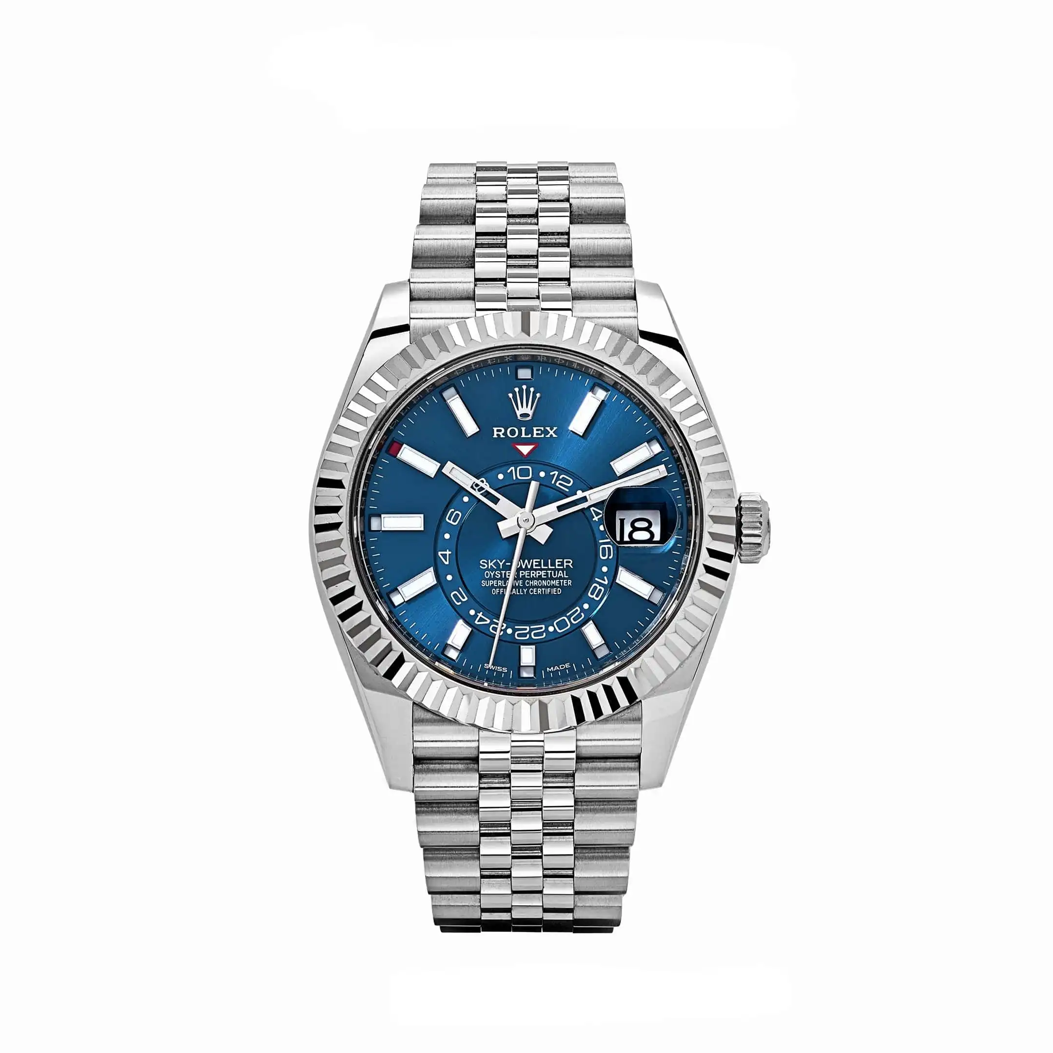 vm2j5wzrlbk.webp Replica Rolex Sky-Dweller 326934 Stainless Steel Blue Dial Jubilee - Image 1