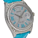 Rolex Day-Date 128159RBR White Gold Diamond Roman Dial - Image 5