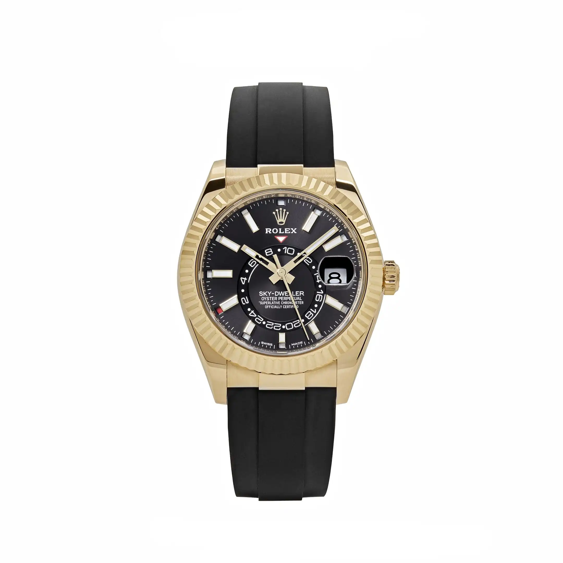 joo3tfqi5x0.webp Replica Rolex Sky-Dweller 326238 Yellow Gold Bright Black Dial - Image 1