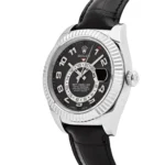 Replica Rolex Sky-Dweller 326139 White Gold Black Dial Leather Strap - Image 3