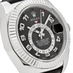 Replica Rolex Sky-Dweller 326139 White Gold Black Dial Leather Strap - Image 5