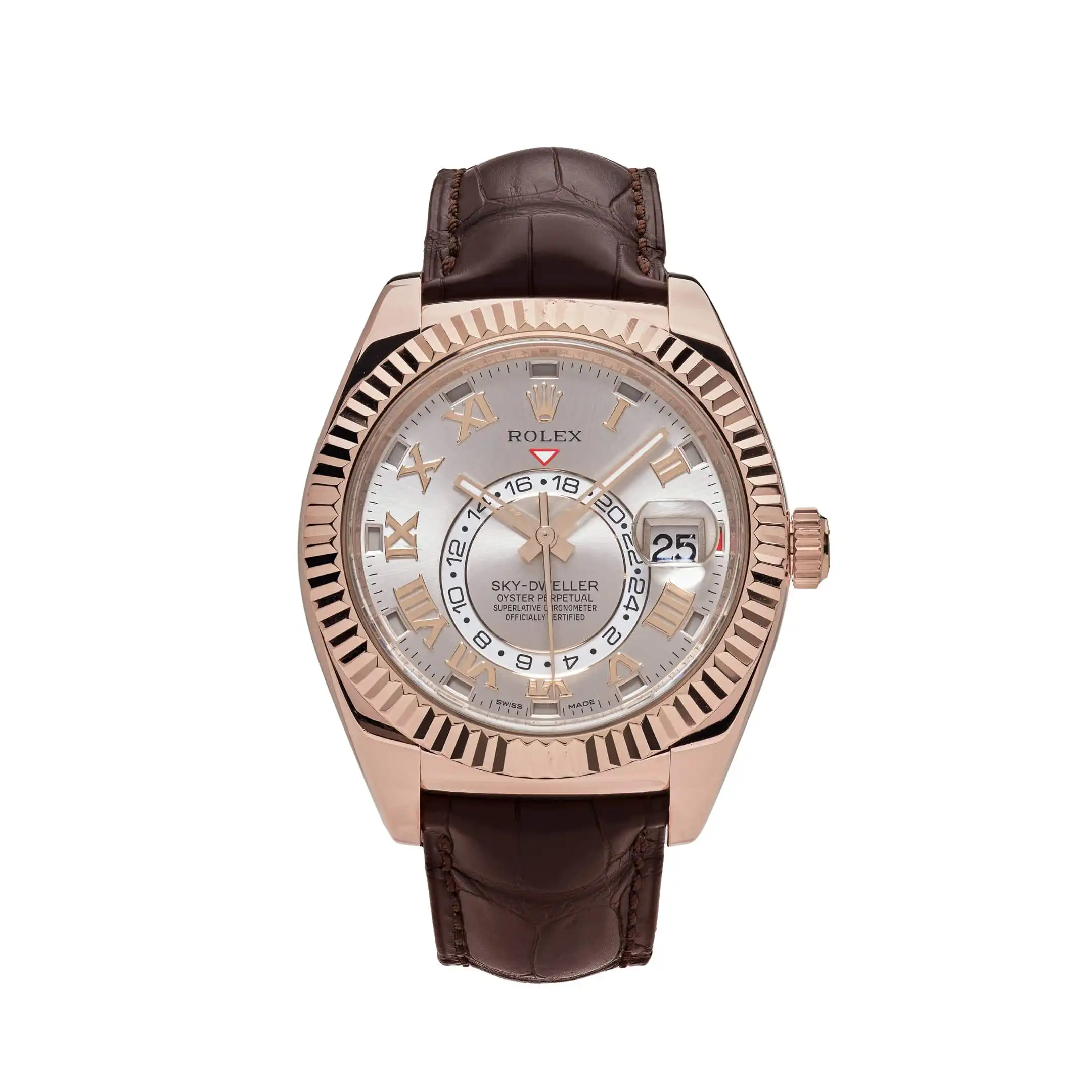 hre1qc4120f.webp Replica Rolex Sky-Dweller 326135 Rose Gold Sundust Dial - Image 1