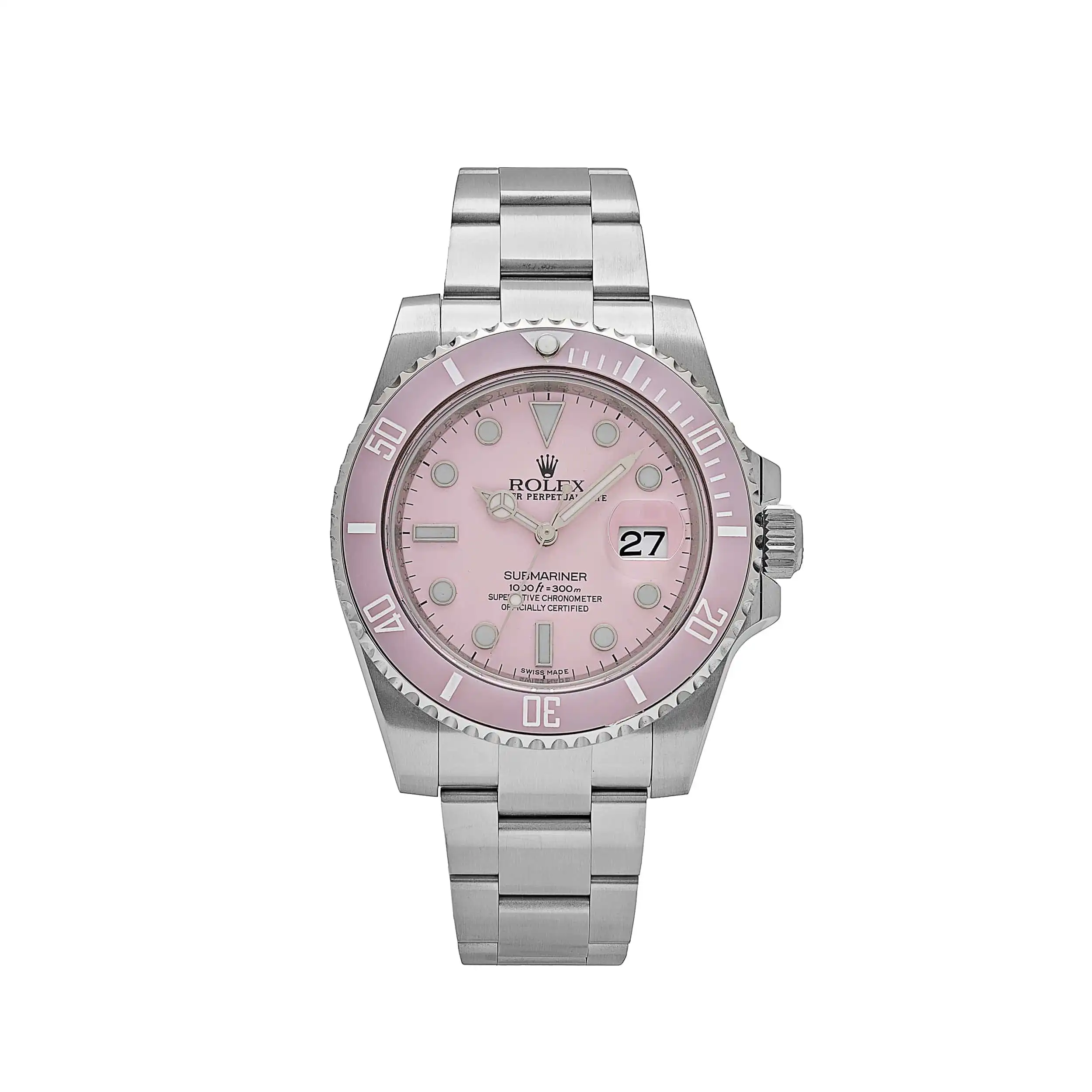 n5aahwg0sci.webp Rolex Submariner Date Replica 116610LN Stainless Steel With Aftermarket Custom Made Pink Dial - Image 1