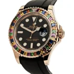 Rolex Yacht-Master Replica 116695SATS Rose Gold Black Dial Rainbow Bezel - Image 2