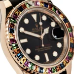 Rolex Yacht-Master Replica 116695SATS Rose Gold Black Dial Rainbow Bezel - Image 3