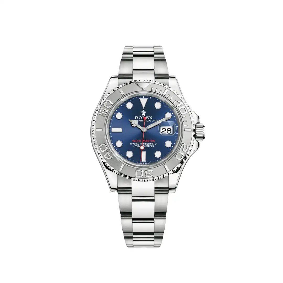 hxuz44nxruq.webp Rolex Yacht-Master Replica 116622 Stainless Steel Platinum Blue Dial - Image 1