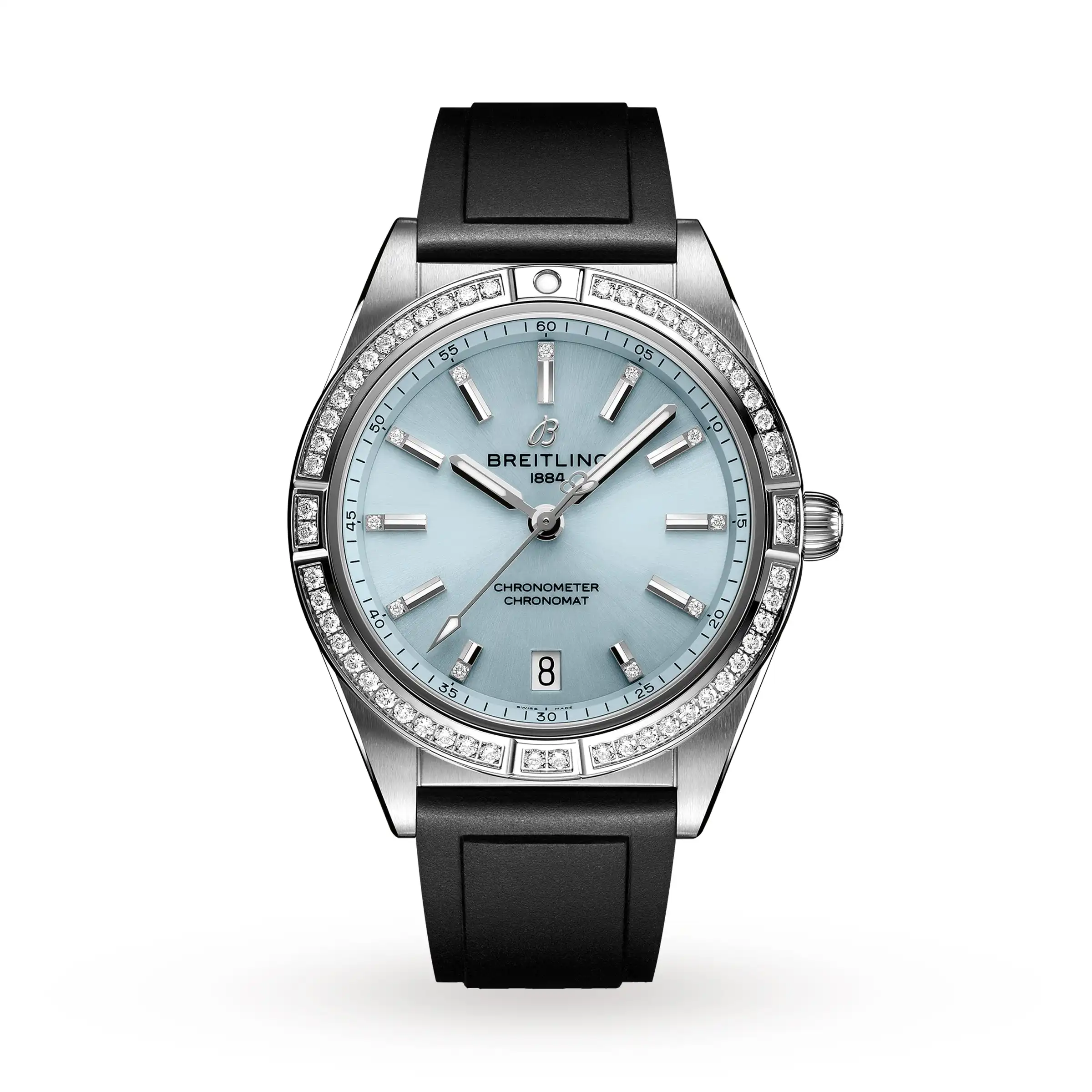 jltxye5ys10.webp Replica Breitling Chronomat Automatic 36 Stainless Steel & 18k grey gold Rubber Strap - Ice Blue G10380591C1S1 - Image 1