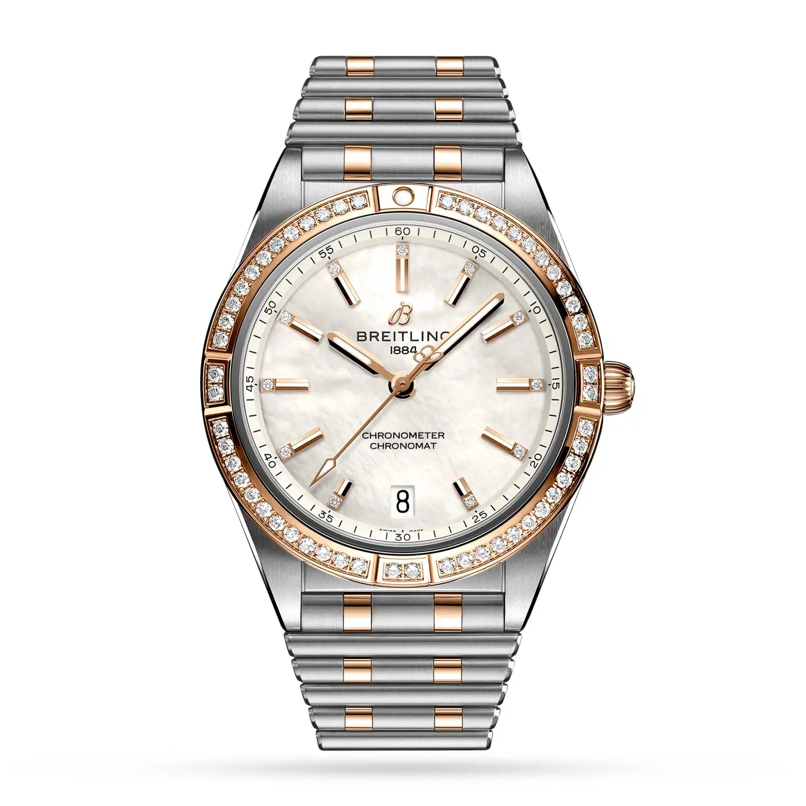 i5kb4jex1rl.webp Replica Breitling Chronomat Automatic 36 Stainless Steel & 18k Red Gold (Gem-set) - Mother of Pearl U10380591A2U1 - Image 1