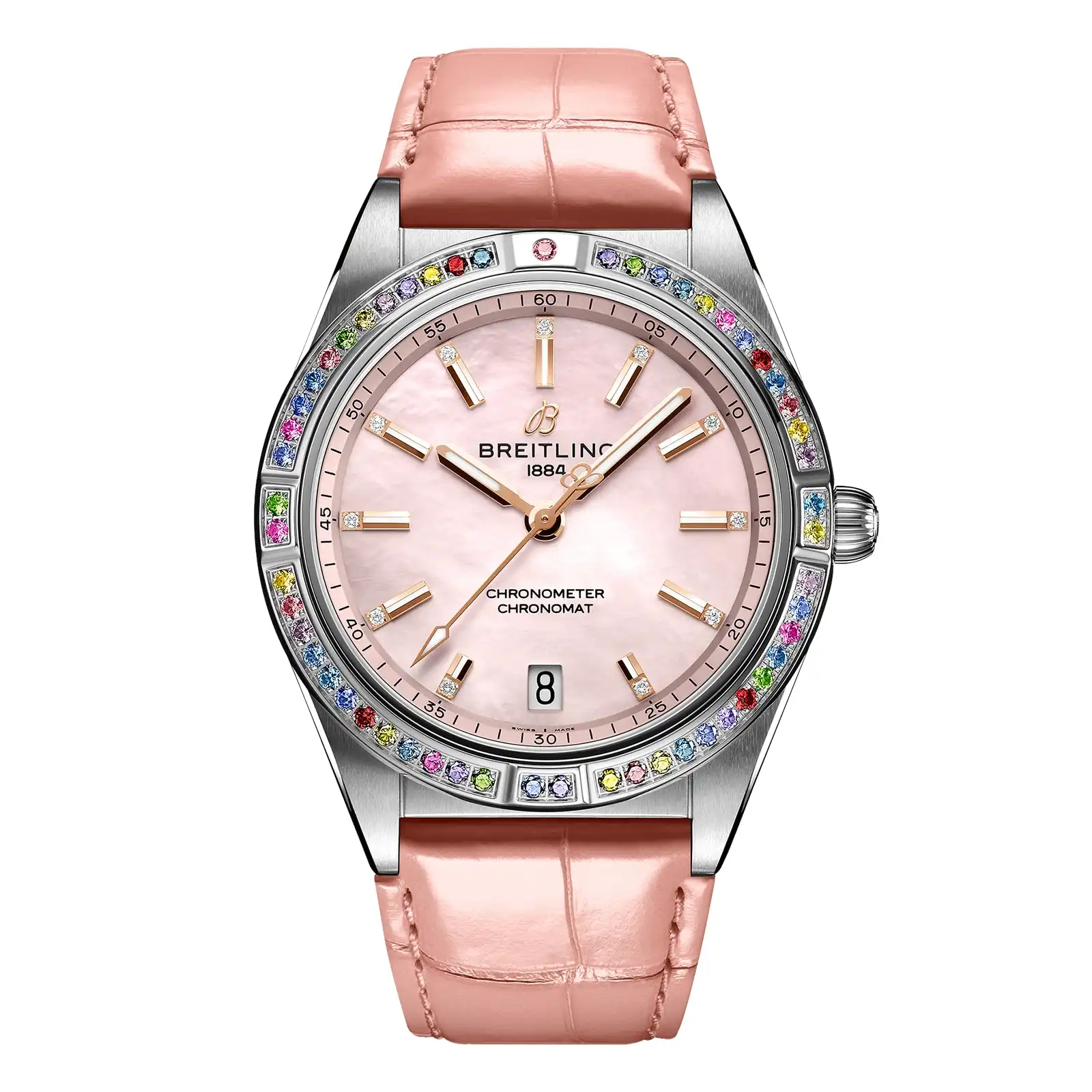 rluxbe3y1yz.webp Replica Breitling Chronomat Automatic 36 South Sea Pink Leather Strap Ladies G10380BB1K1P1 - Image 1