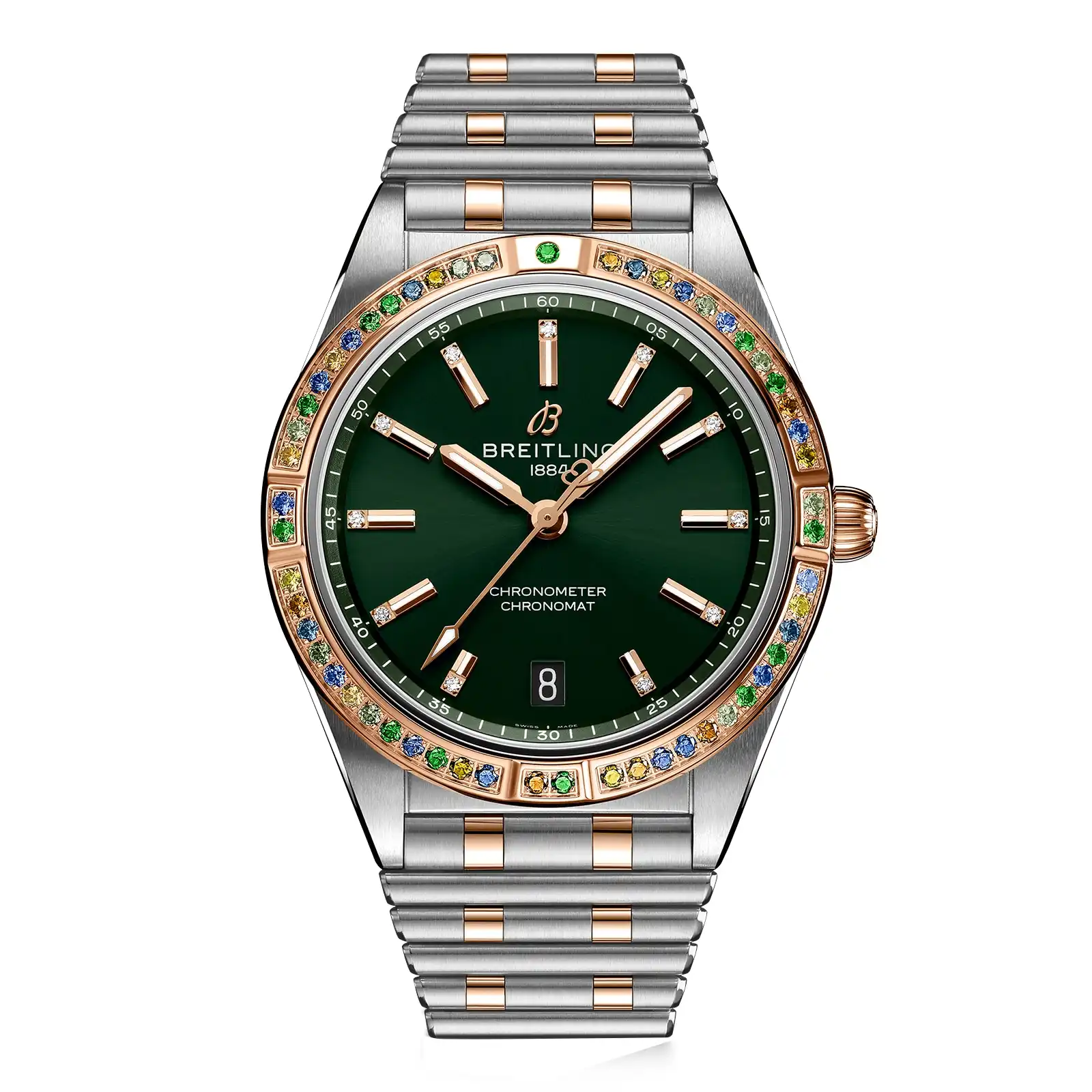 qu2efaiyq1o.webp Replica Breitling Chronomat Automatic 36 South Sea Green Stainless Steel & 18ct Rose Gold Bracelet Ladies U10380611L1U1 - Image 1