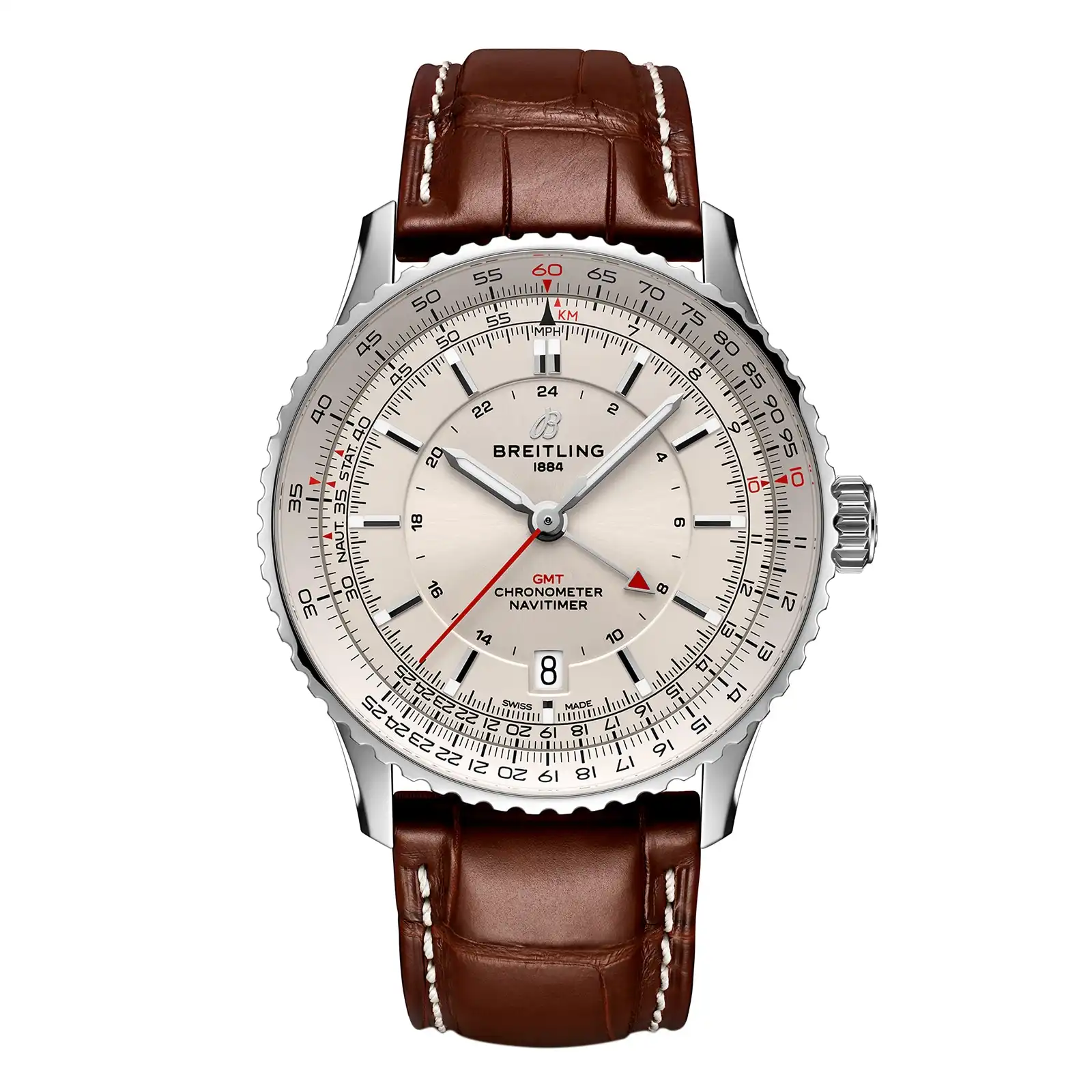 mjlqniwcy0m.webp Replica Breitling Navitimer Automatic GMT 41mm Mens Silver A32310211G1P1 - Image 1