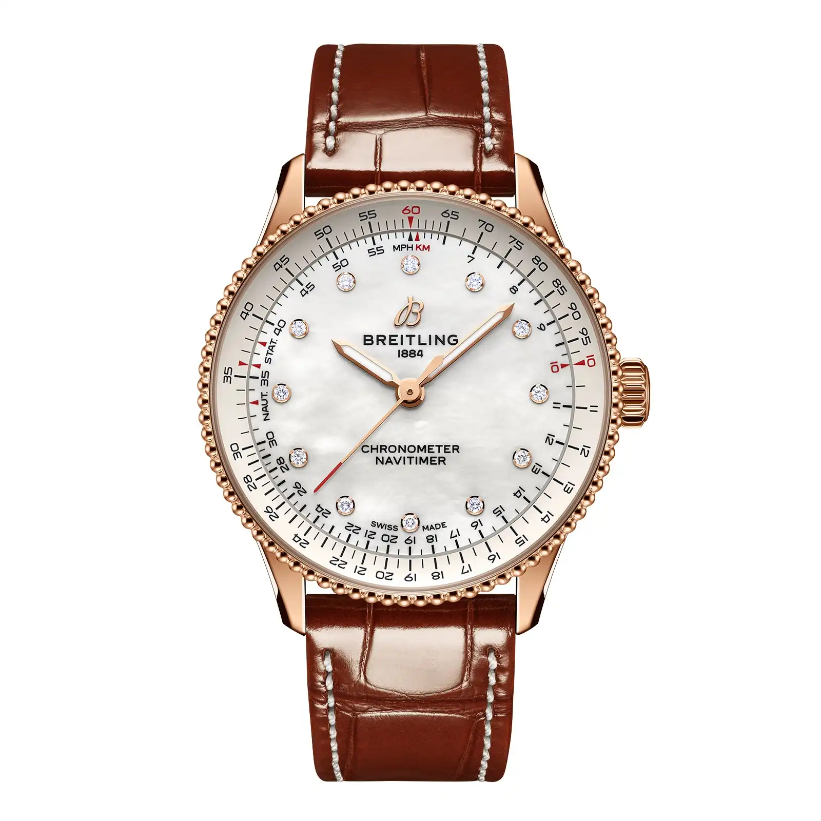 tol2wc5e4wr.webp Replica Breitling Navitimer 36mm Ladies White Mother Of Pearl Alligator 18k Red Gold R17327211A1P1 - Image 1