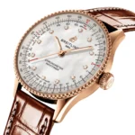 Replica Breitling Navitimer 36mm Ladies White Mother Of Pearl Alligator 18k Red Gold R17327211A1P1 - Image 3