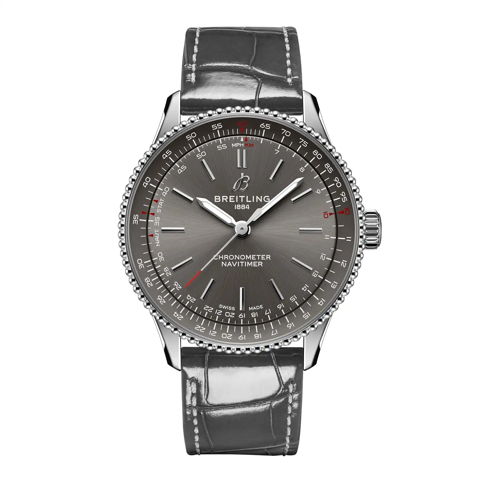 mdh0w1d1ewm.webp Replica Breitling Navitimer 36mm Ladies Grey Alligator A17327381B1P1 - Image 1