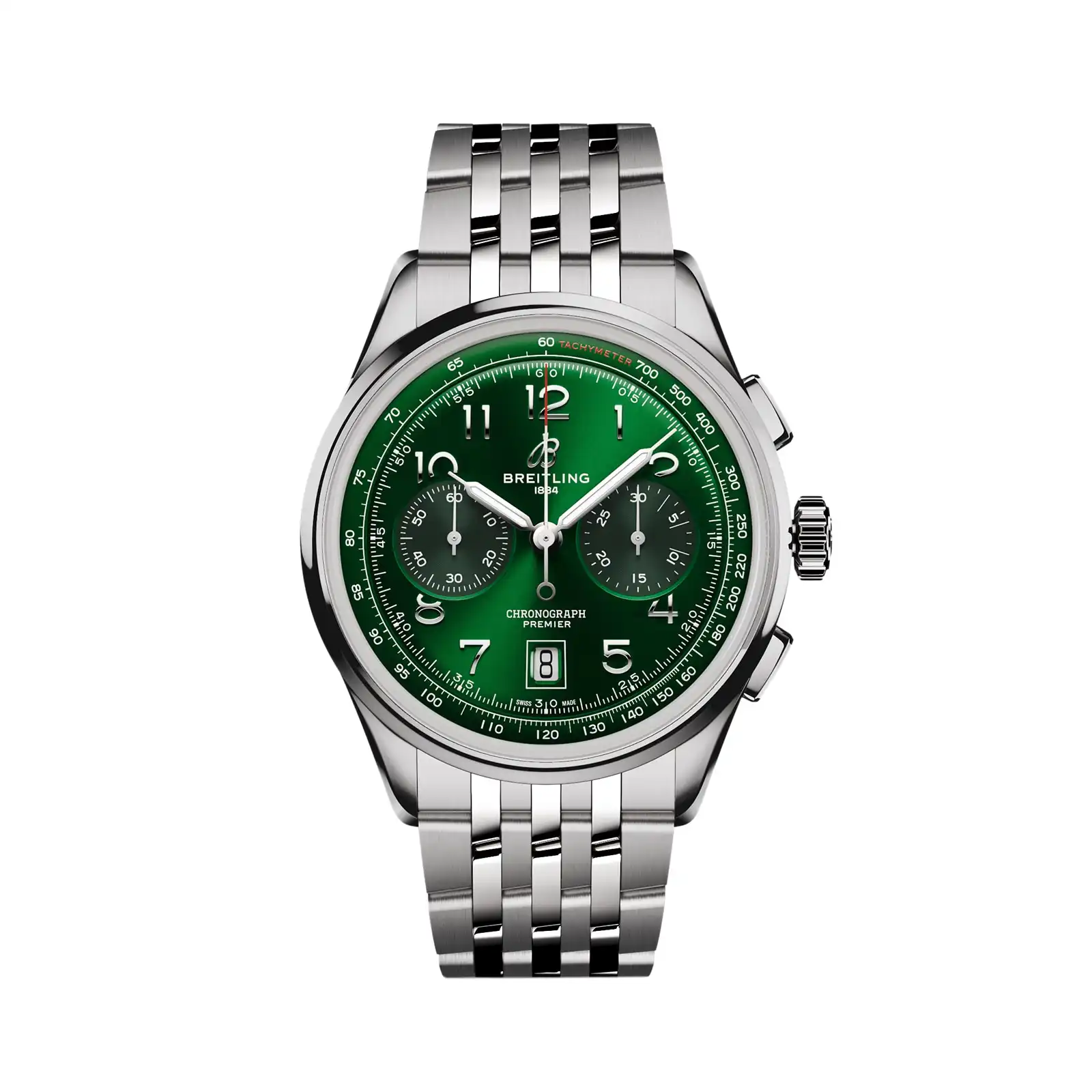 e30qe3tgert.webp Replica Breitling Premier B01 Chronograph 42mm Mens Green Stainless Steel AB0145371L1A1 - Image 1