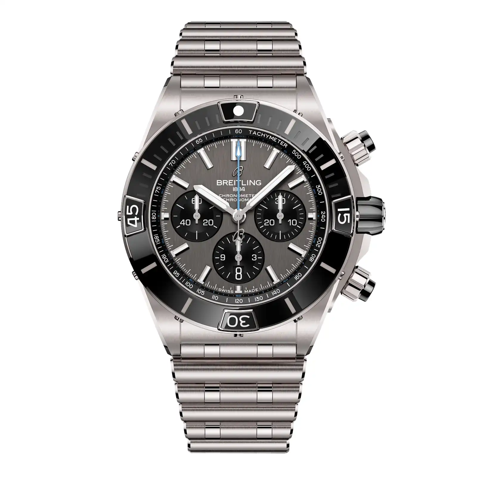 buvzeai5bl5.webp Replica Breitling Super Chronomat B01 44mm Mens Grey Titanium EB0136251M1E1 - Image 1