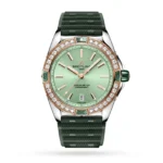 Replica Breitling Super Chronomat Automatic 38 Green Stainless Steel & 18ct Rose Gold Rubber Strap U17356531L1S1