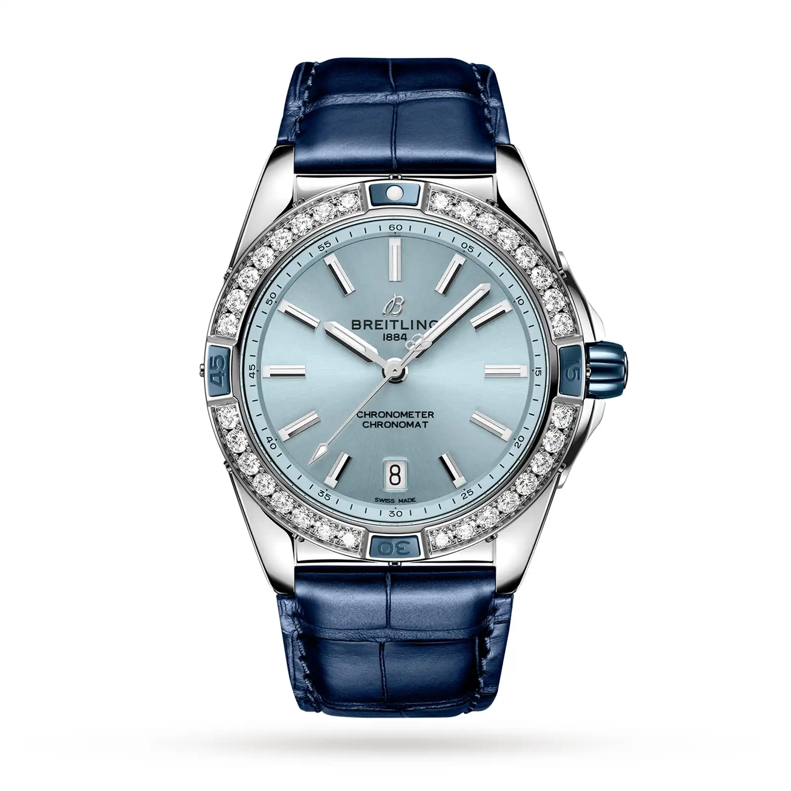 zzvtddk1xmq.webp Replica Breitling Super Chronomat Automatic 38 Blue Leather Strap A17356531C1P1 - Image 1
