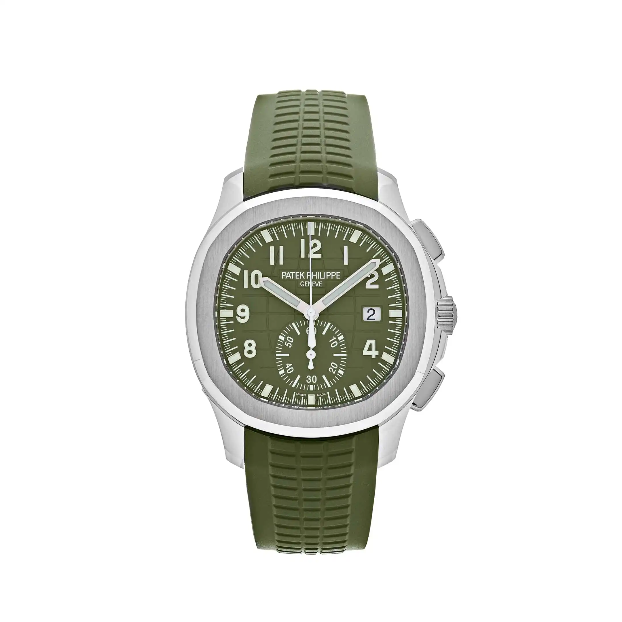 frztj2akatx.webp Replica Patek Philippe Aquanaut 5968G-010 Chronograph White Gold Khaki Green Dial - Image 1