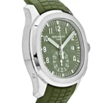 Replica Patek Philippe Aquanaut 5968G-010 Chronograph White Gold Khaki Green Dial - Image 3