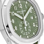 Replica Patek Philippe Aquanaut 5968G-010 Chronograph White Gold Khaki Green Dial - Image 5