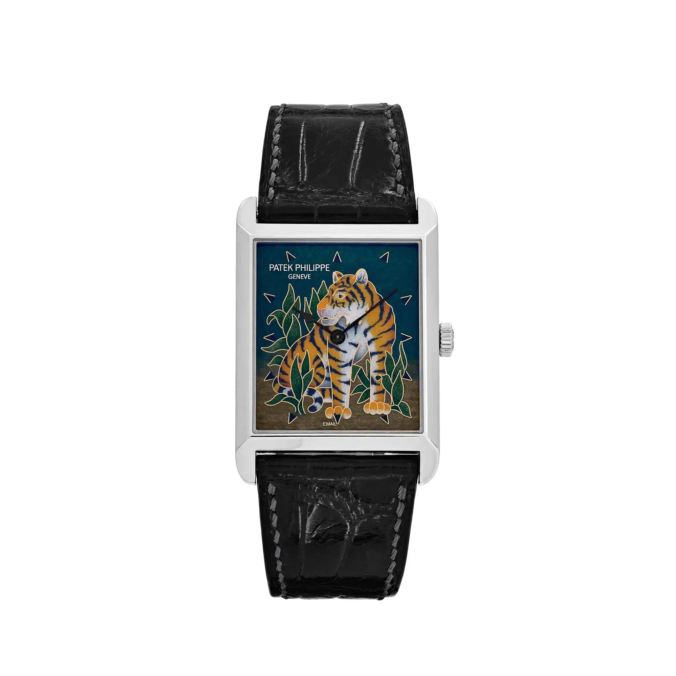 mjk2csctdn1.webp Replica Patek Philippe 5076/100P-013 Platinum Cloisonne Enamel Tiger Dial Rare (2013) - Image 1