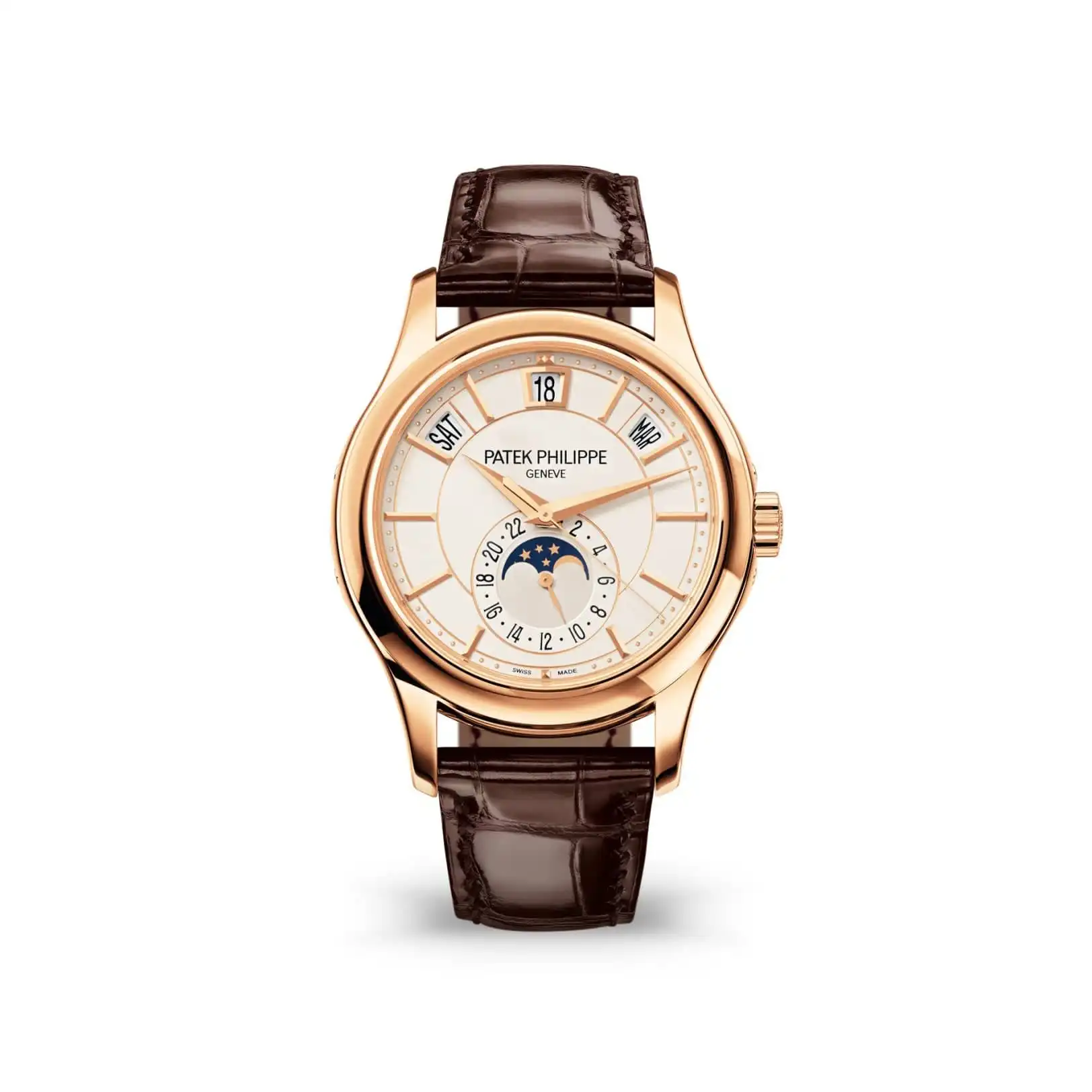 fwjifxkkuh1.webp Replica Patek Philippe Complications Annual Calendar Rose Gold White Dial 5205R-001 - Image 1