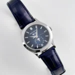 Replica Patek Philippe Complications 5396G-017 Annual Calendar Moon Phases White Gold Blue Dial - Image 3