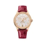 Replica Patek Philippe Complications 4947R-001 Annual Calendar Moon Phases Rose Gold Diamond Bezel White Dial