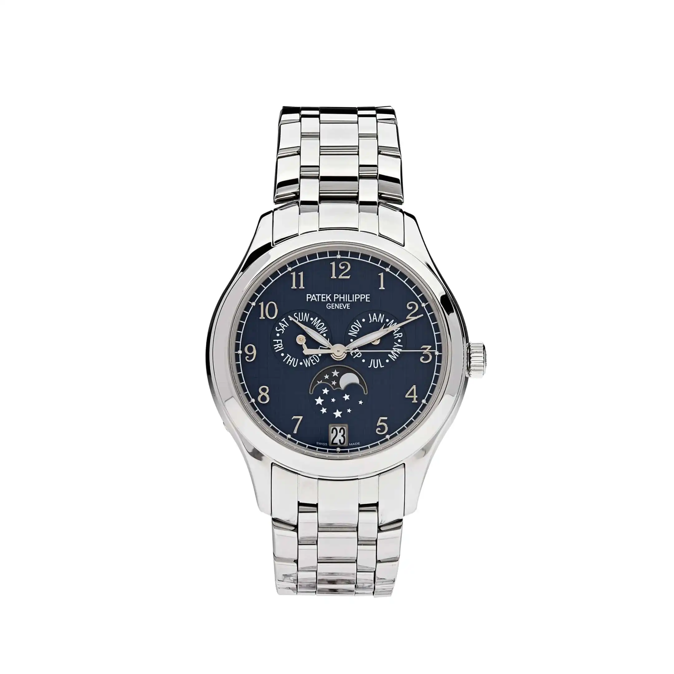 2zr5fdnlqiu.webp Replica Patek Philippe Complications 4947/1A-001 Annual Calendar Moon Phases Stainless Steel Blue Dial - Image 1