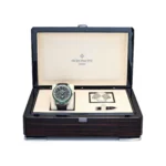 Replica Patek Philippe Grand Complications 5271/13P-001 Perpetual Calendar Moon Phases Platinum Emerald Bezel Black Dial - Image 8