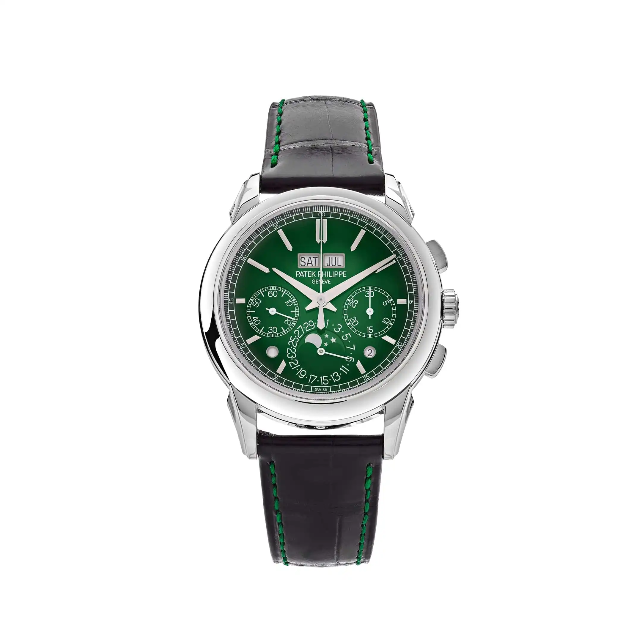 ymr0lne3ic2.webp Replica Patek Philippe Grand Complications 5270P-014 Perpetual Calendar Chronograph Platinum Green Dial - Image 1