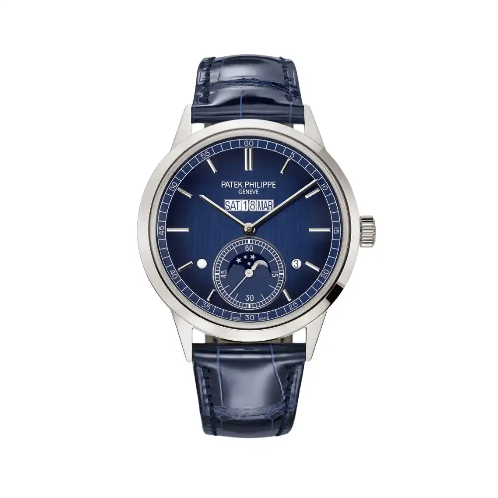2ykbl3cxwed.webp Replica Patek Philippe Grand Complications 5236P-001 In-Line Perpetual Calendar Platinum Blue Dial - Image 1
