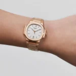 Replica Patek Philippe Nautilus 7118/1R-001 'Ladies' Automatic Rose Gold Silvery Opaline Dial - Image 2