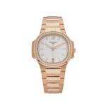 Replica Patek Philippe Nautilus 7118/1200R-001 Ladies Automatic Rose Gold Silver Dial Diamond Bezel