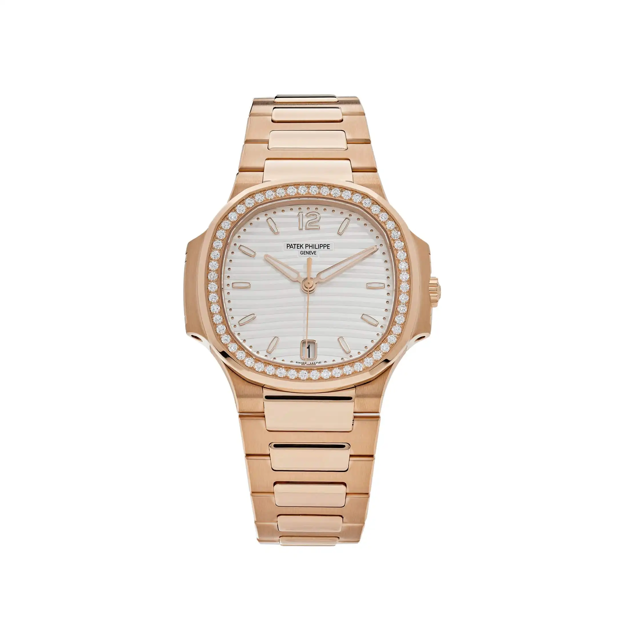 yzfzexuieub.webp Replica Patek Philippe Nautilus 7118/1200R-001 Ladies Automatic Rose Gold Silver Dial Diamond Bezel - Image 1