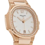 Replica Patek Philippe Nautilus 7118/1200R-001 Ladies Automatic Rose Gold Silver Dial Diamond Bezel - Image 4