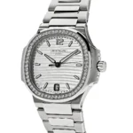 Replica Patek Philippe Nautilus 7118/1200A-010 'Ladies' Stainless Steel Silver Dial Diamond Bezel - Image 3