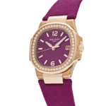 Replica Patek Philippe Nautilus 7010R-013 'Ladies' Rose Gold Purple Dial Diamond Bezel - Image 3