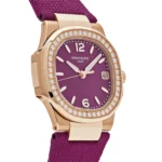 Replica Patek Philippe Nautilus 7010R-013 'Ladies' Rose Gold Purple Dial Diamond Bezel - Image 4