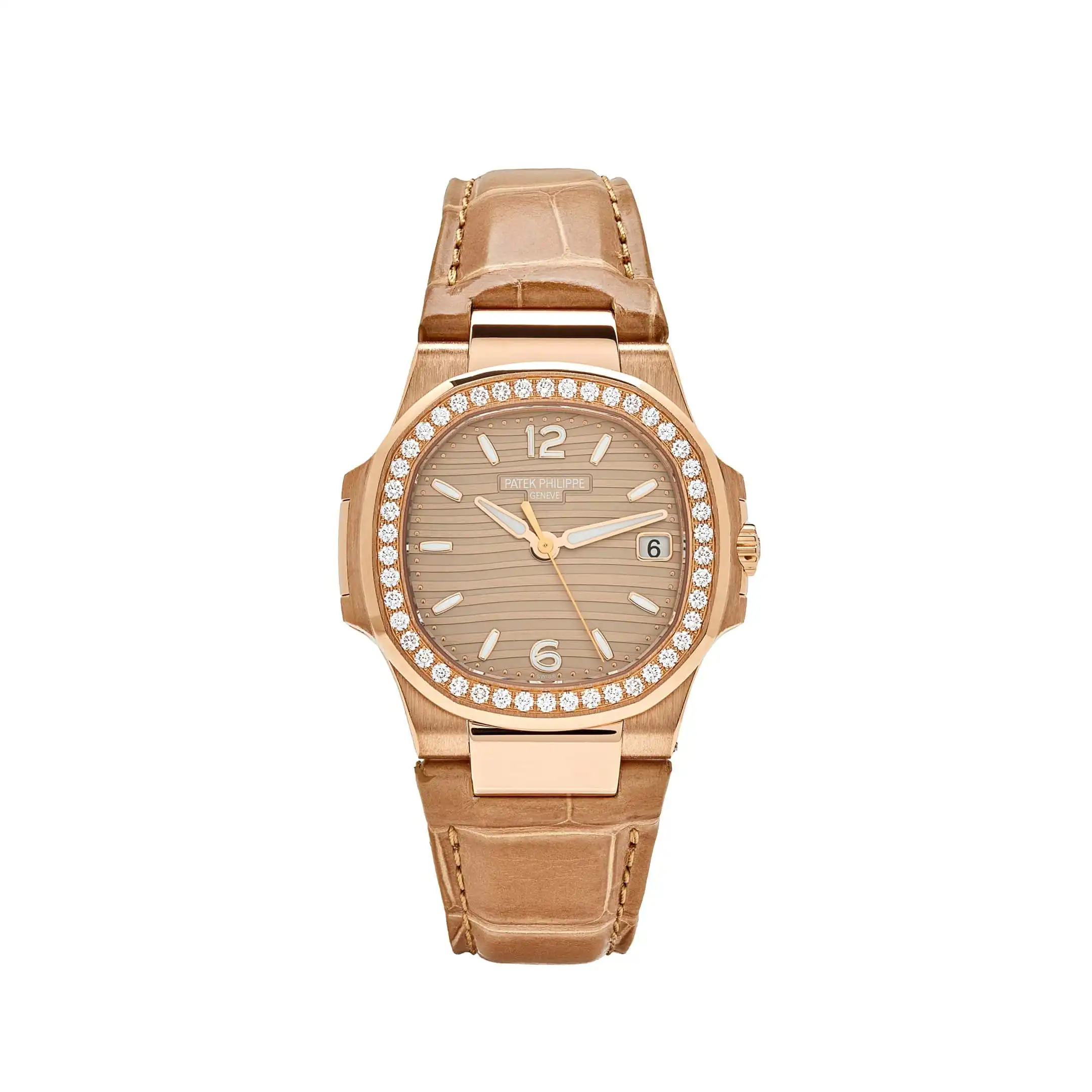 zwf4vkvanyt.webp Replica Patek Philippe Nautilus 7010R-012 'Ladies' Quartz Rose Gold Diamond Bezel - Image 1