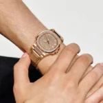 Replica Patek Philippe Nautilus 7010R-012 'Ladies' Quartz Rose Gold Diamond Bezel - Image 2