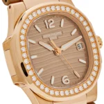 Replica Patek Philippe Nautilus 7010R-012 'Ladies' Quartz Rose Gold Diamond Bezel - Image 5