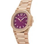 Replica Patek Philippe Nautilus 7010/1R-013 'Ladies' Quartz Rose Gold Purple Diamond Bezel - Image 2