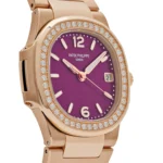 Replica Patek Philippe Nautilus 7010/1R-013 'Ladies' Quartz Rose Gold Purple Diamond Bezel - Image 3